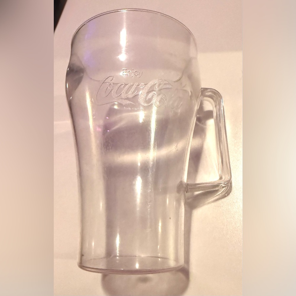 Very Rare Vintage Large Coca Cola Clear Tumbler With Large Handle